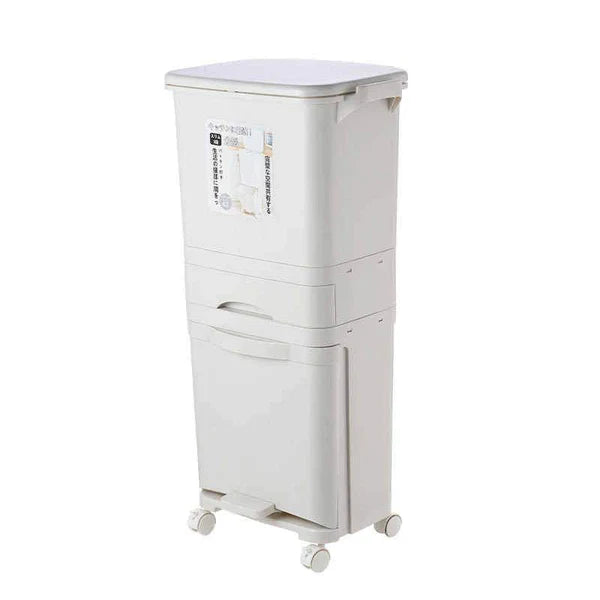 3 Layer Storage Trash Bin With Wheels