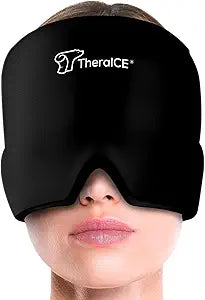 TheraICE Headache Relief Cap, Migraine Ice Pack Mask Products, Women Cooling Gel Hat, Face Cold Compress Head Wrap for Her Stress.