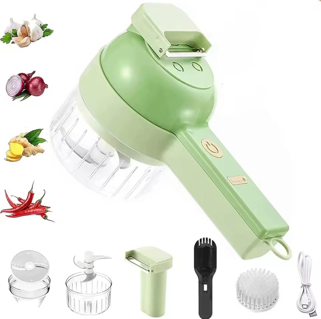 Chop, Mince & Slice in Seconds – 4 in 1 Handheld Electric Vegetable Cutter