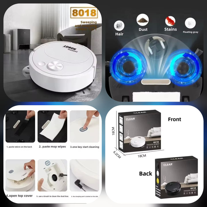 Rechargeable Sweeping Robot – 2 in 1 Automatic Sweep &amp; Mop Cleaning Robot