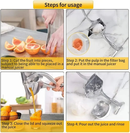 Manual Juice Squeezer Portable Heavy-Duty Hand Press Juicer