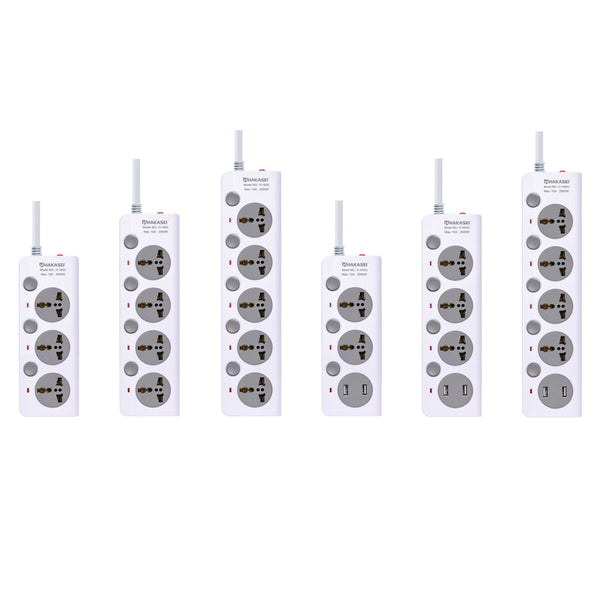 Hakasei H-1833 power strip with individual switch universal outlets