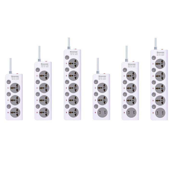 Hakasei H-1833 power strip with individual switch universal outlets