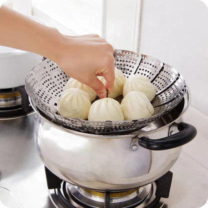 Folding Mesh Steamer Basket Steel