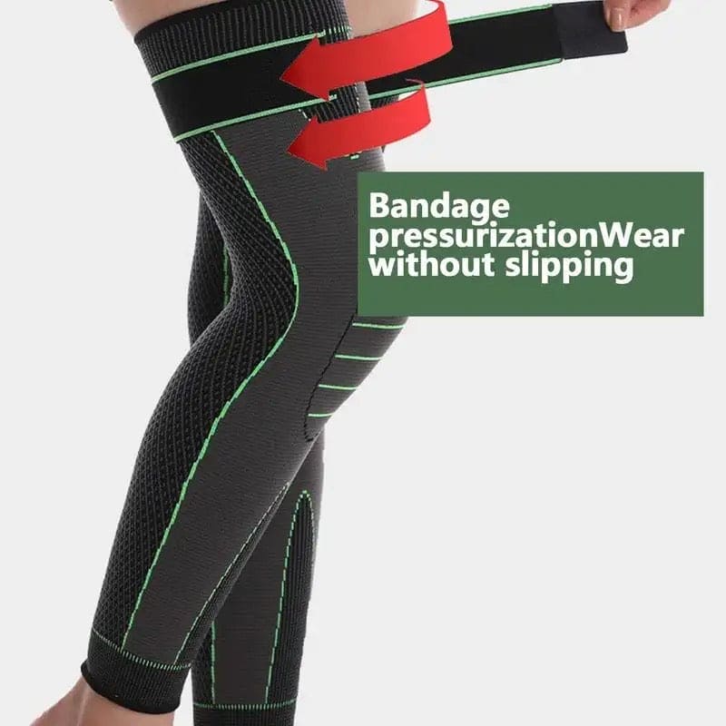 Long Leg Compression Knee Support with Adjustable Strap..