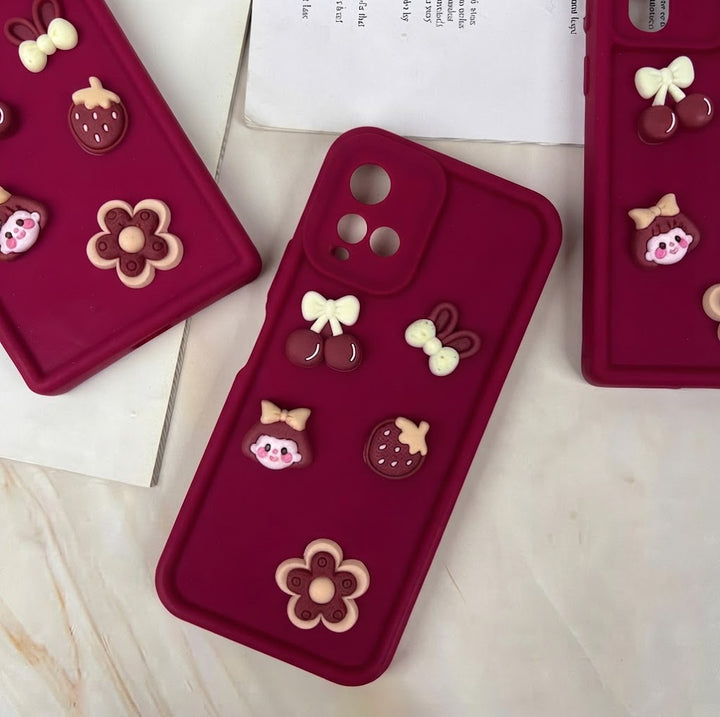 Tekzox Vivo Y33s Cherry Flower Icons Silicone Case