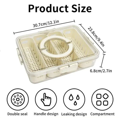 4 Grid Refrigerator Storage Box, Separate Refrigerator Storage Basket, Portable Vegetable Fruit Container