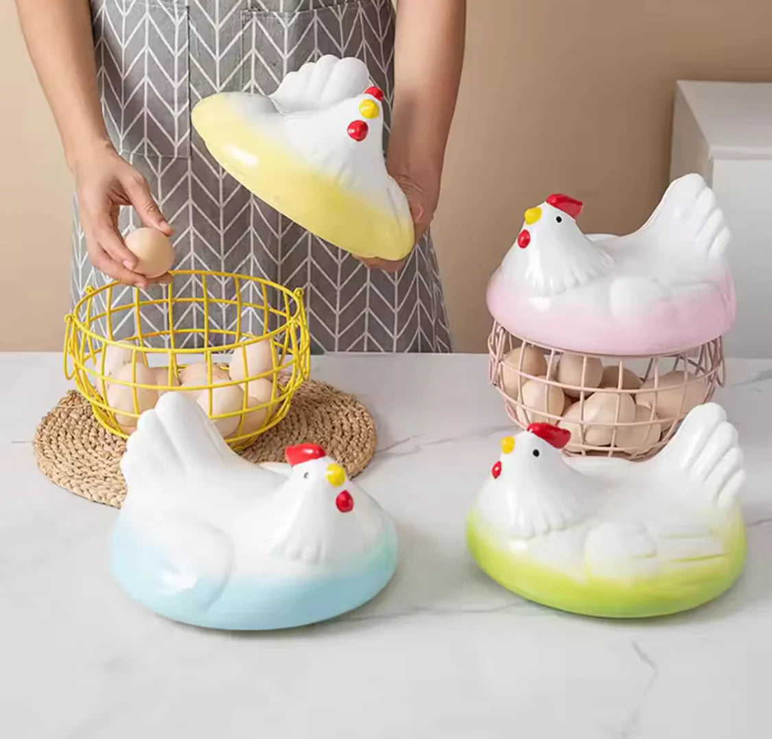 Luxury Hen Shaped Egg Basket with Lid