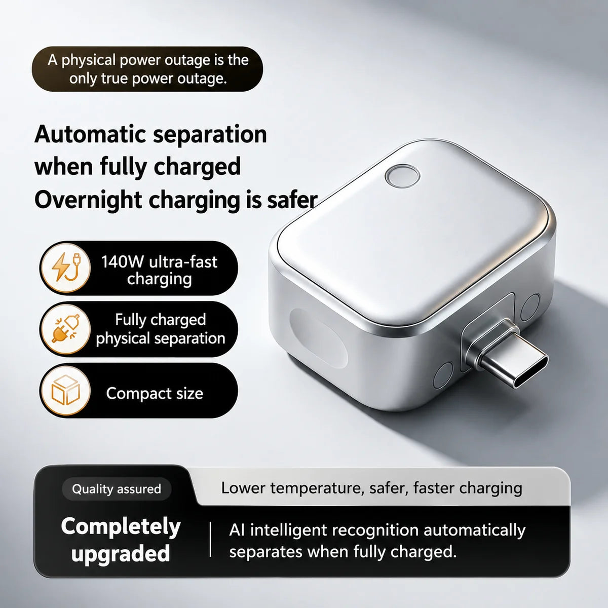 Tekzox 140W Smart USB-C Charging Connector – Auto Stop Overcharge Protector