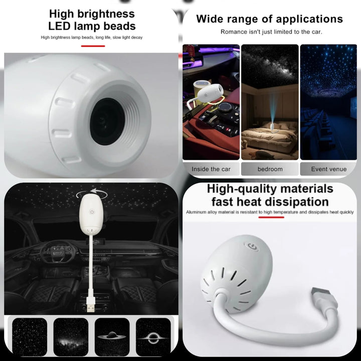 USB Galaxy Projector – Mini Starlight LED Night Light for Car, Bedroom &amp; Events