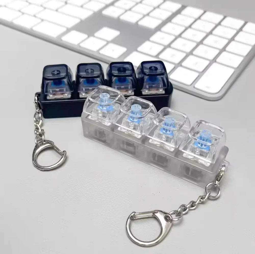 Tekzox Mini Mechanical Switch Fidget Keychain  LED Click Toy for Stress Relief