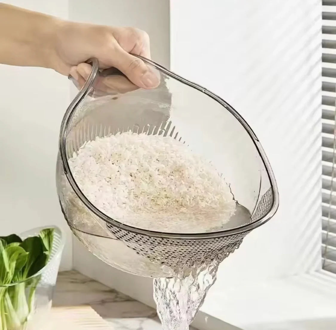 Multifunctional Sink Drain Strainer, Acrylic Rice Washer Drain Basket, Household Draining Bowl