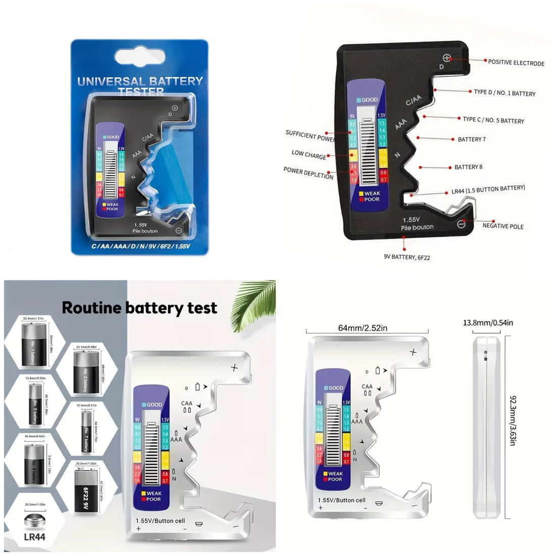 Tekzox Digital Battery Tester  AA/AAA/9V/Button Cell