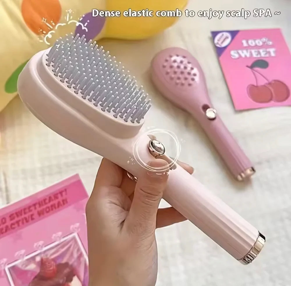 Tekzox Self-Cleaning Magic Comb – Massage Hair Brush with Retractable Bristles
