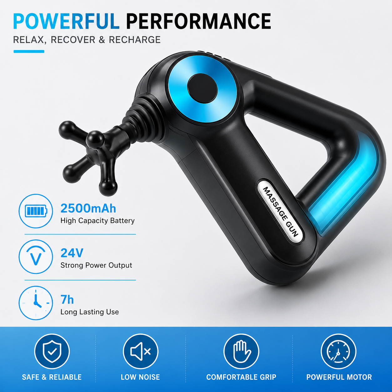 Professional Deep Tissue Massage Gun BLD-8891 with 9 Massage Heads – Rechargeable Handheld Muscle Massager for Pain Relief, Muscle Recovery, Sports Therapy & Full Body Relaxation