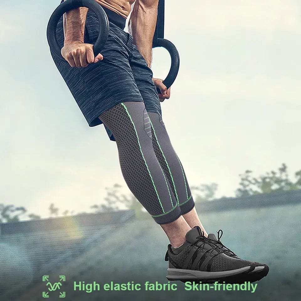 Long Leg Compression Knee Support with Adjustable Strap..