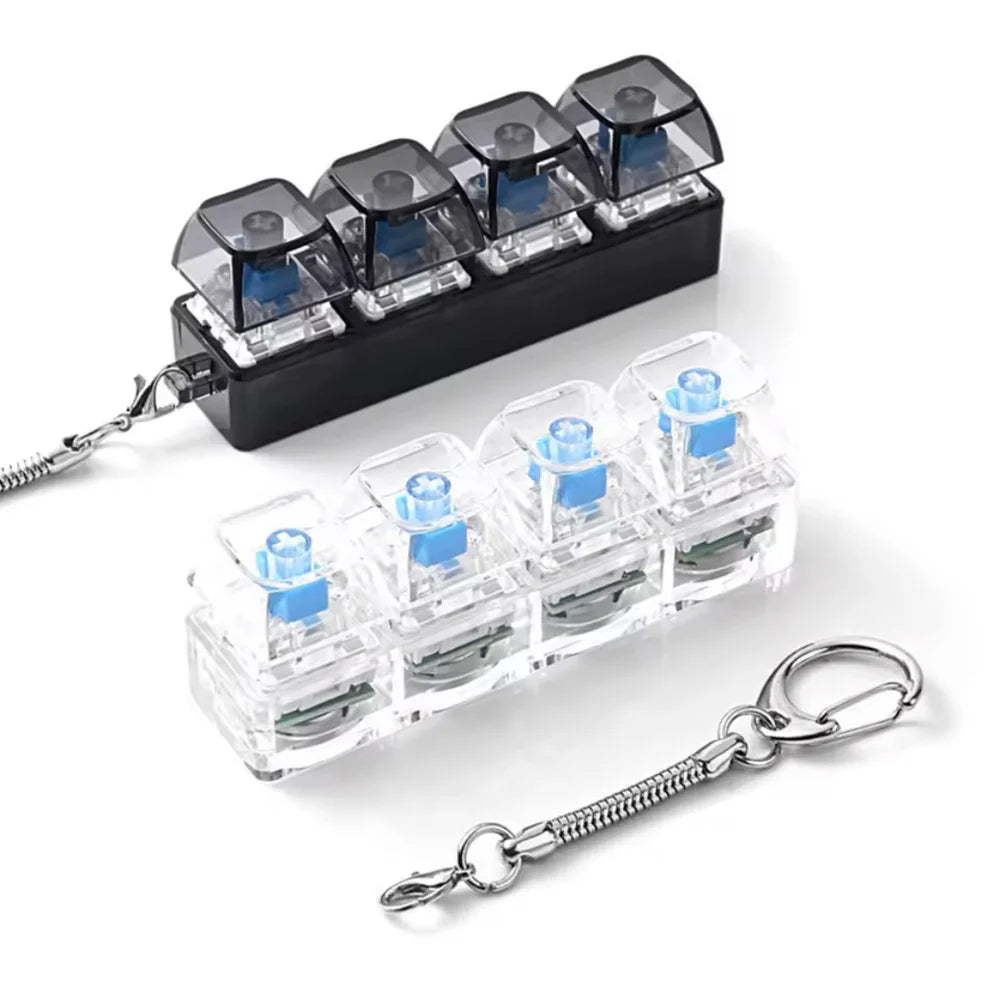 Tekzox Mini Mechanical Switch Fidget Keychain  LED Click Toy for Stress Relief