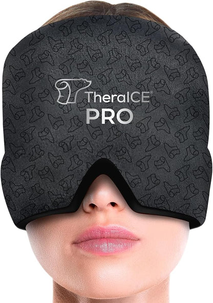 TheraICE Headache Relief Cap, Migraine Ice Pack Mask Products, Women Cooling Gel Hat, Face Cold Compress Head Wrap for Her Stress.