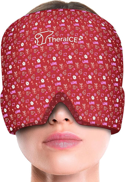 TheraICE Headache Relief Cap, Migraine Ice Pack Mask Products, Women Cooling Gel Hat, Face Cold Compress Head Wrap for Her Stress.