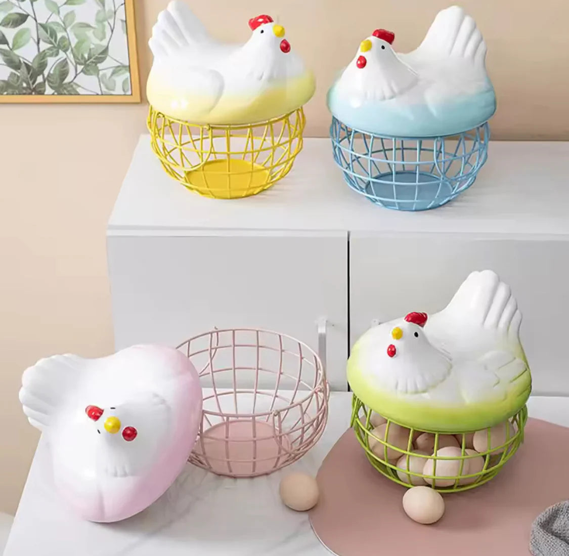 Luxury Hen Shaped Egg Basket with Lid