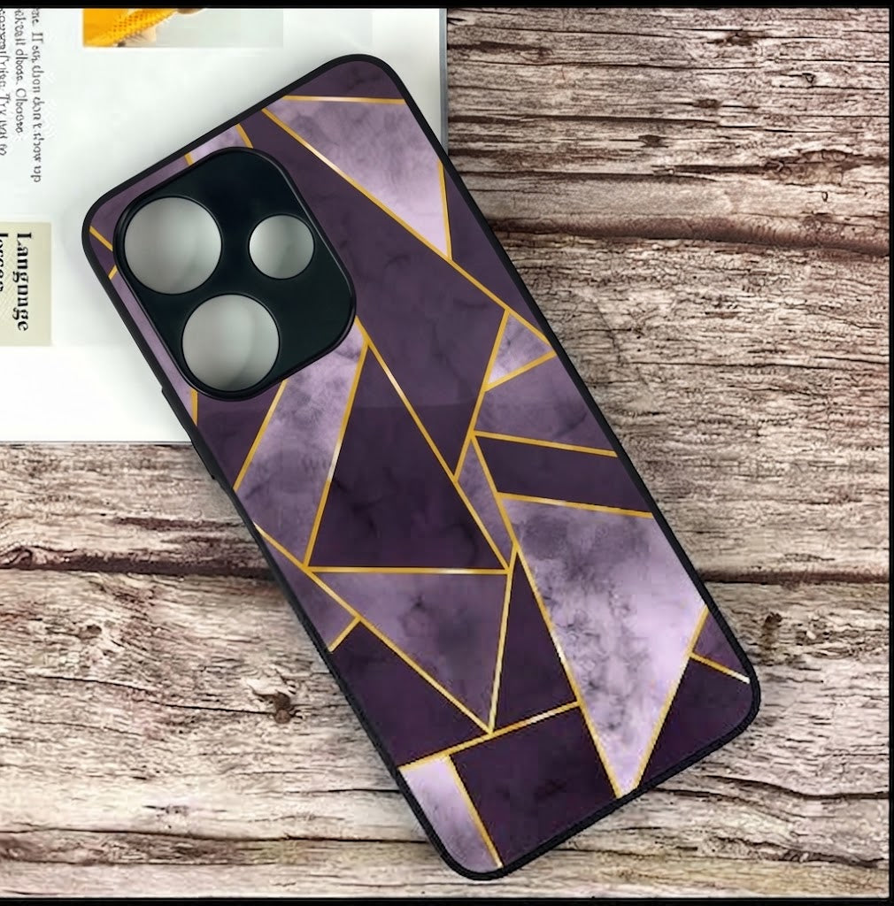 Kajsa Geometric Marble Design 8 Premium Printed Glass Shockproof Case for Xiaomi Redmi 13