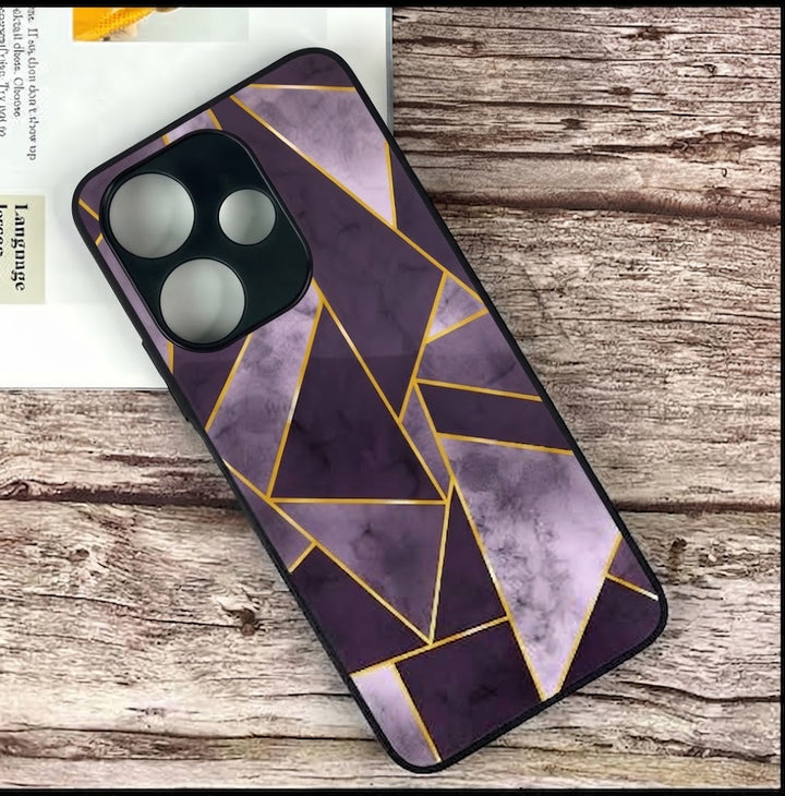 Kajsa Geometric Marble Design 8 Premium Printed Glass Shockproof Case for Xiaomi Redmi 13