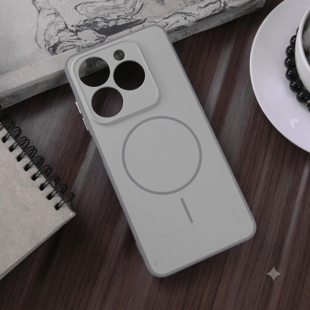 Kajsa Premium Silicone MagSafe Case for Infinix Smart 8 – Silver
