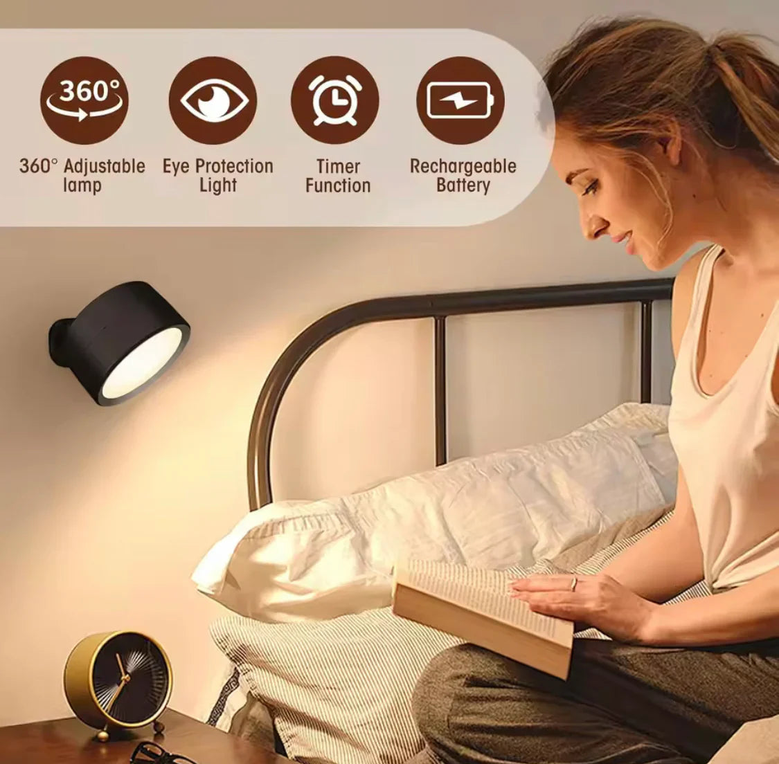 Rechargeable Led Wall Lamp With Magnetic Holder, 360° Rotatable For Bedroom Reading Lamp, Portable Night Light