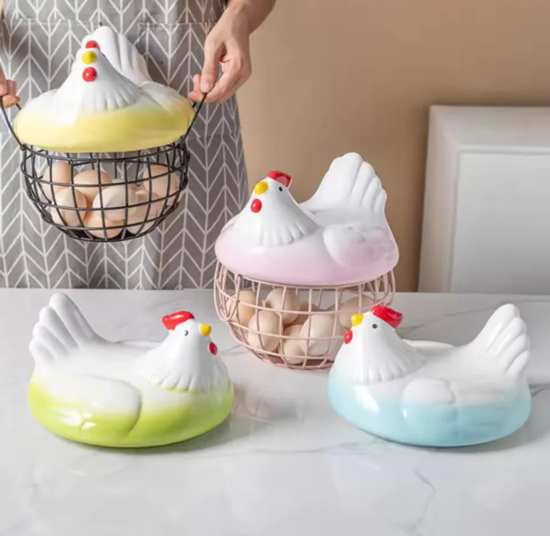 Luxury Hen Shaped Egg Basket with Lid