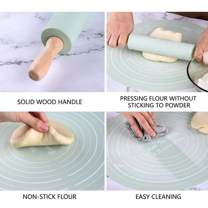 Silicone Dough Mat With Rolling Pin Set