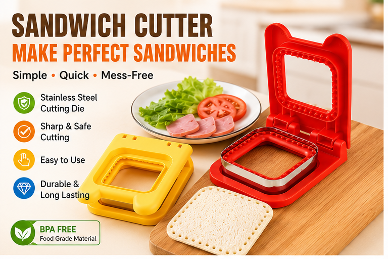 Sandwich Cutter & Sealer for Kids Lunches – Easy Uncrustable Sandwich Maker | BPA-Free Bread Cutter | Perfect Sealed Sandwich Press for Lunch Box & Snacks