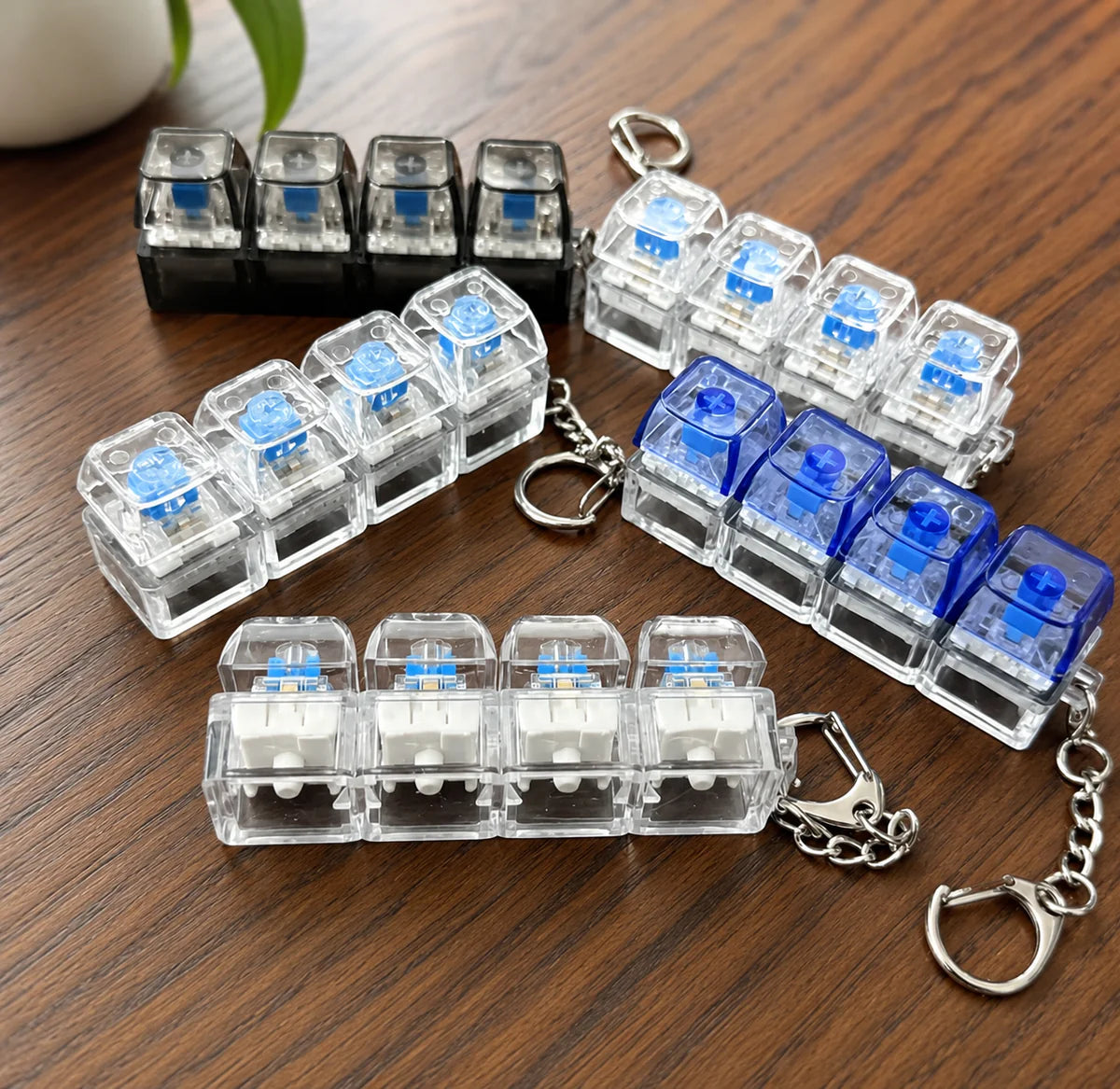 Tekzox Mini Mechanical Switch Fidget Keychain  LED Click Toy for Stress Relief