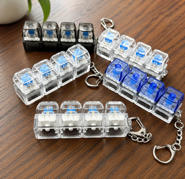 Tekzox Mini Mechanical Switch Fidget Keychain  LED Click Toy for Stress Relief