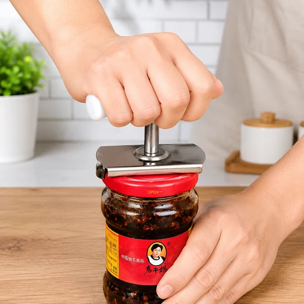 Stainless Steel Adjustable Jar Opener with Ergonomic Grip