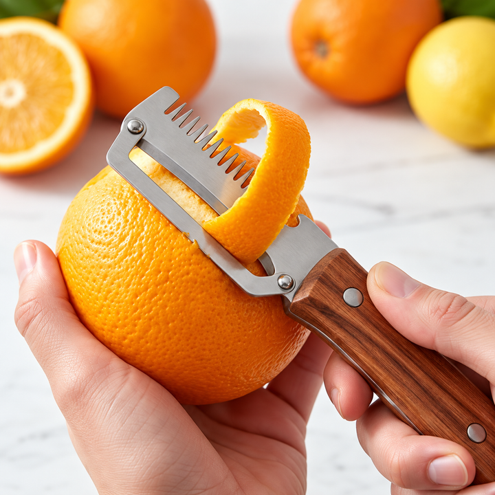 Stainless Steel Vegetable Peeler with Wooden Handle