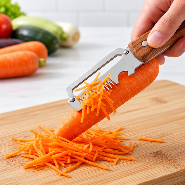 Stainless Steel Vegetable Peeler with Wooden Handle