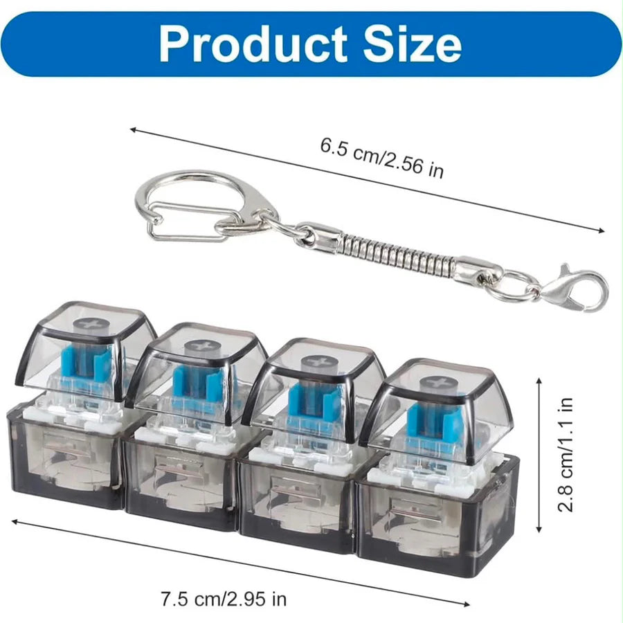Tekzox Mini Mechanical Switch Fidget Keychain  LED Click Toy for Stress Relief