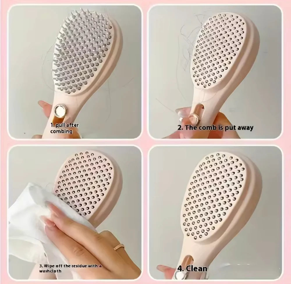 Tekzox Self-Cleaning Magic Comb – Massage Hair Brush with Retractable Bristles