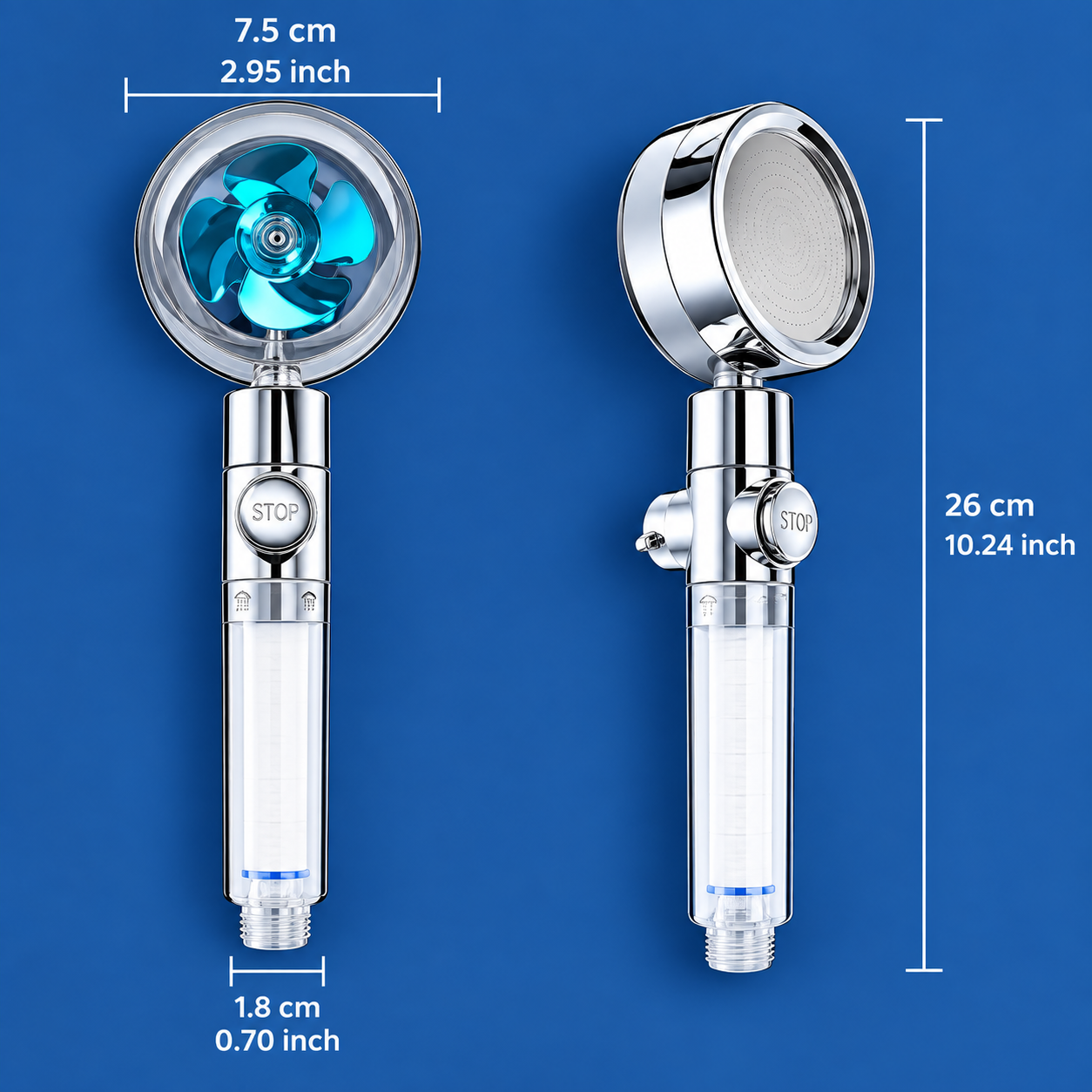 Tekzox 306 o Pressurized Shower Head Turbine Shower