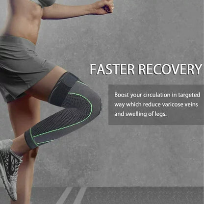 Long Leg Compression Knee Support with Adjustable Strap..
