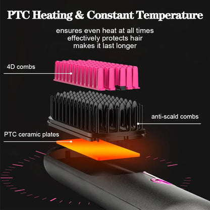 Wireless Hair Straightener  Brush
