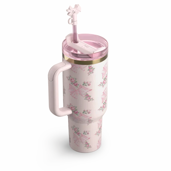 The Stanley X LoveShackFancy Holiday Quencher | 40 OZ - Rosa Beaux Pink