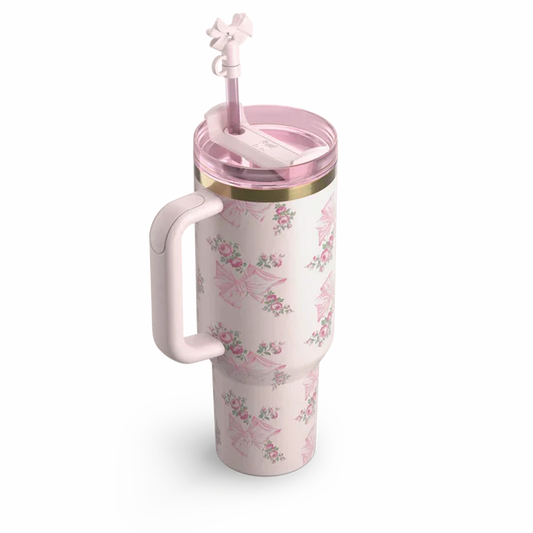 The Stanley X LoveShackFancy Holiday Quencher | 40 OZ - Rosa Beaux Pink