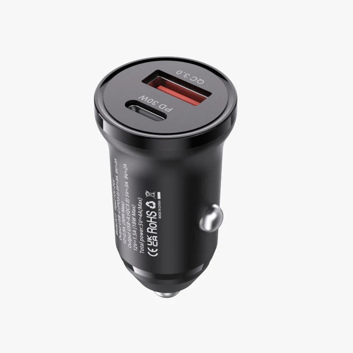 Login Vention Car Charger | K11B0 | 30W Two-Port USB C+A PD Quick Charger Car Charger Black ABS type
