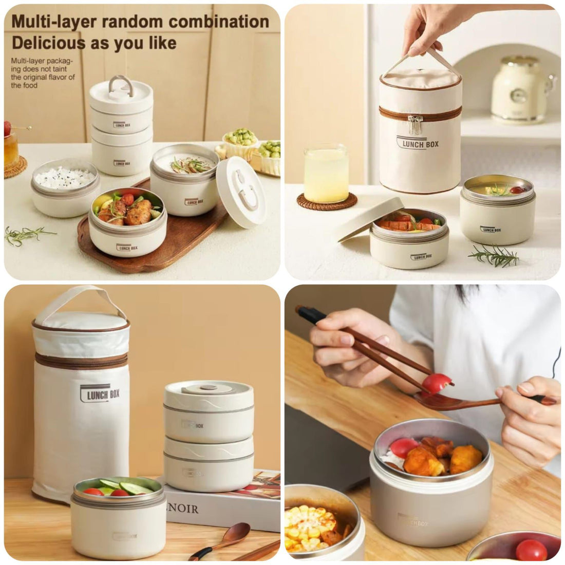 Multi-Layer Insulated Lunch Box with Thermal Carry Bag