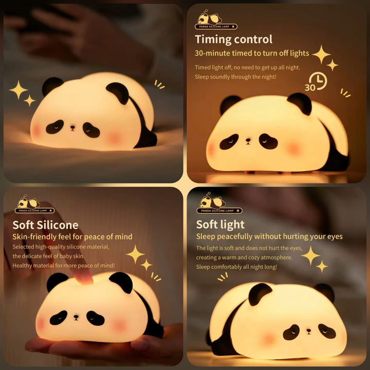 Cute Panda Silicone LED Night Lamp  Soft Touch Bedside Light