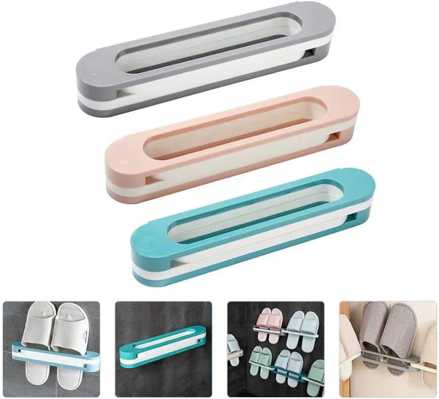 Wall-Mounted Slipper Holder & Towel Rack Organizer