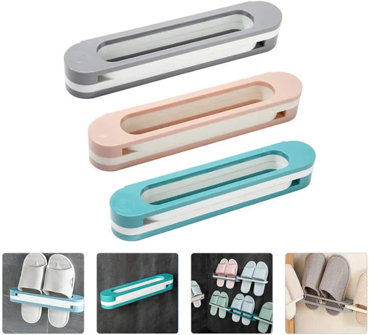 Wall-Mounted Slipper Holder & Towel Rack Organizer
