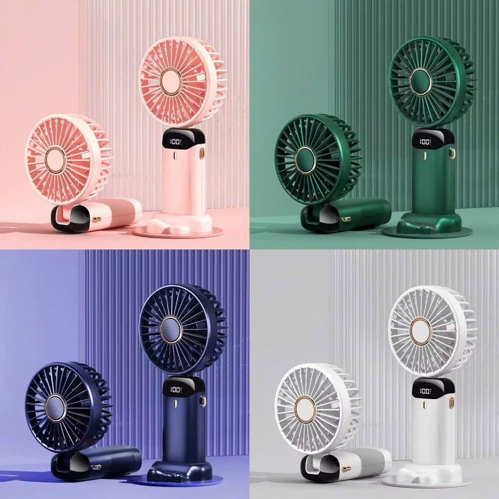 Tekzox N15 Handheld USB Portable Rechargeable Digital Display Folding Aromatherapy Mini Electric Fan