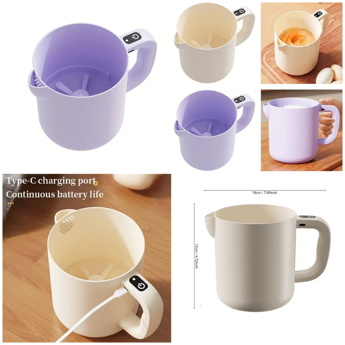 Rechargeable Automatic Mixing Cup  Cordless Electric Egg Beater &amp; Blender Mug